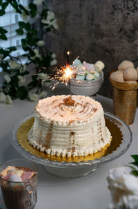 Close-up of cake on table