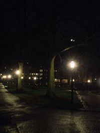 Illuminated street light at night