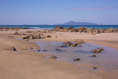 Scenic view of beach against sky