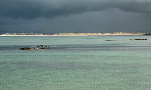Scenic view of calm sea against clear sky