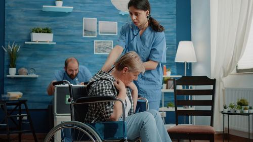 Doctor examining patient at hospital