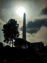 Low angle view of building against cloudy sky