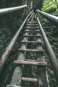 Low angle view of staircase in old building