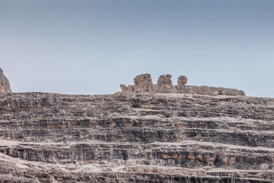 Rock formations on landscape against clear sky