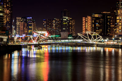 Illuminated city at night