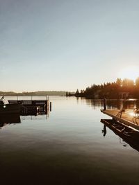 Scenic view of lake against clear sky
