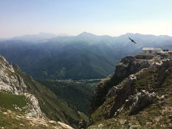 Scenic view of mountains against clear sky