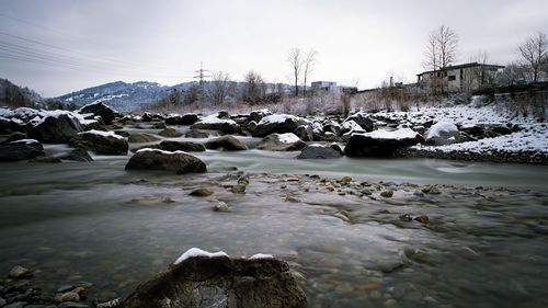 Scenic view of snow against sky