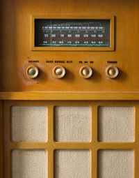 Close-up of old telephone booth
