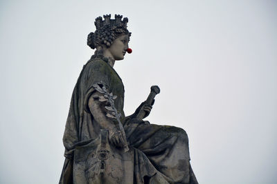 Low angle view of statue against clear sky