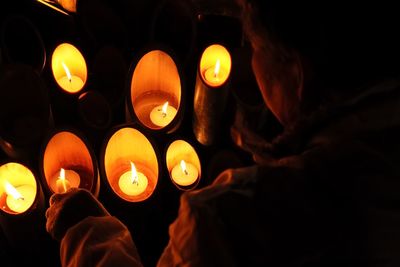 Low angle view of illuminated lantern