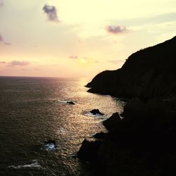 Scenic view of sea at sunset