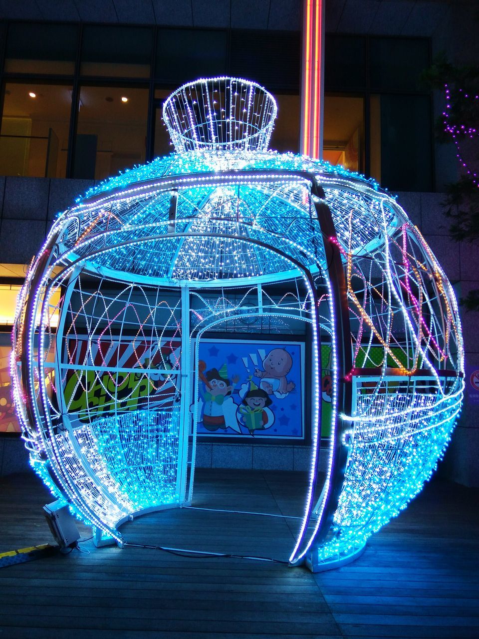 illuminated, multi colored, night, ferris wheel, no people, blue, architecture, outdoors