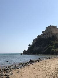 Scenic view of sea against clear sky