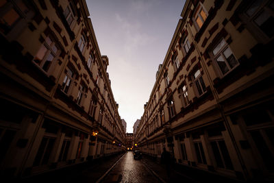 Low angle view of illuminated street light