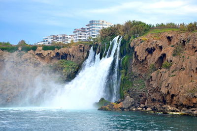 Scenic view of waterfall