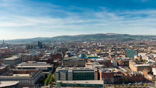 High angle view of townscape against sky