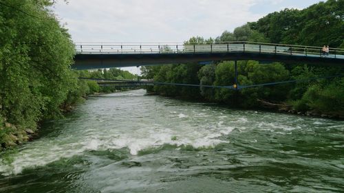 Bridge over river against sky