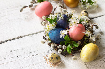 High angle view of fruits on table