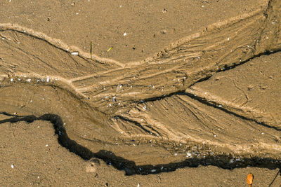 High angle view of sand dune on land