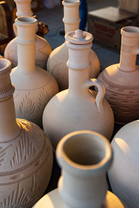 Close-up of clay pots