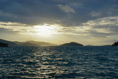 Scenic view of sea against sky during sunset