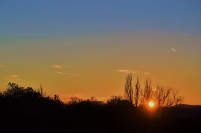 Silhouette trees against sky during sunset