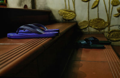 High angle view of shoes on table