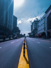 Surface level of road against buildings