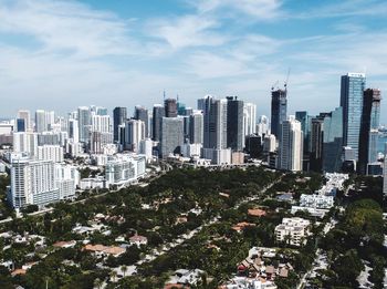 High angle view of cityscape against sky