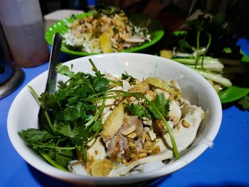 High angle view of meal served in bowl