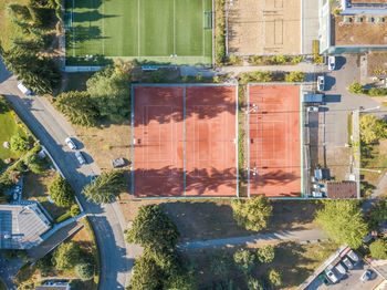 Aerial view of tennis court