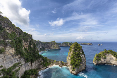 Scenic view of sea against blue sky