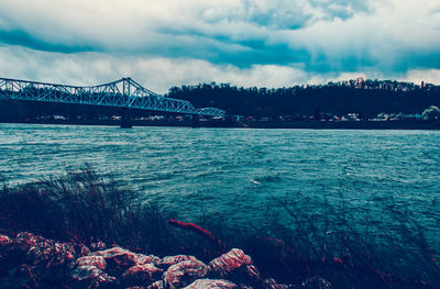 Scenic view of sea against cloudy sky