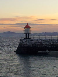 Scenic view of sea at sunset