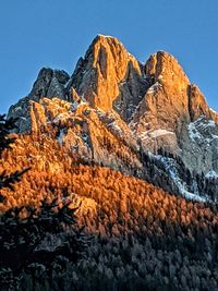 Low angle view of snowcapped mountain against sky