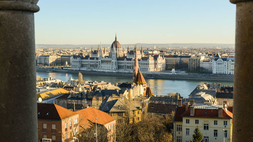 Aerial view of city at waterfront