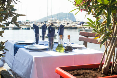 Chairs and tables at restaurant