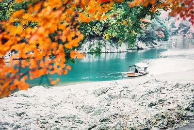 Scenic view of lake during autumn