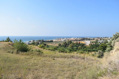 Scenic view of sea against clear sky