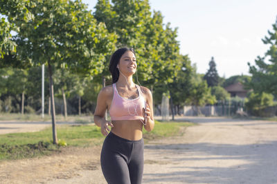 Young woman practicing healthy habits in summer