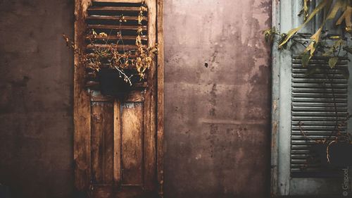 Closed door of old building