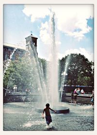 Water splashing on fountain