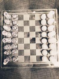 High angle view of chess board