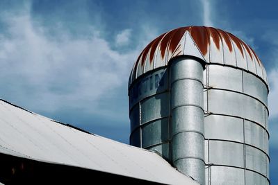 Silo and blue sky and clouds 