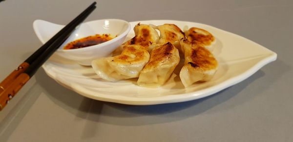 High angle view of meal served in plate