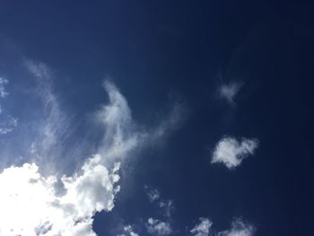 Low angle view of clouds in blue sky