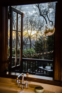 View of trees in bathroom