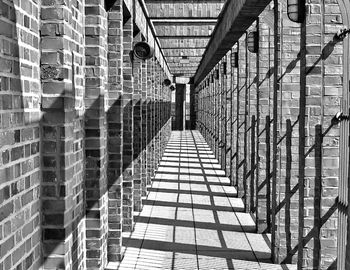 Low angle view of railings against building