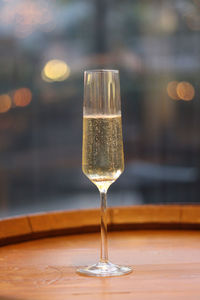 Close-up of wineglass on table